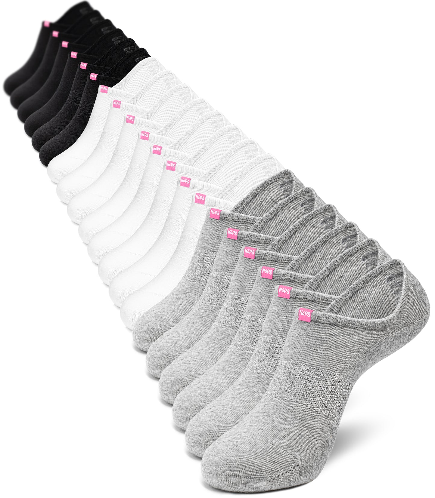 No Show Socks - Multicolor with Pink Tag, 10 pairs