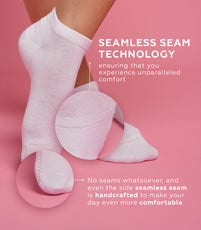 Ankle Socks - White with Pink Tag, 6 Pairs +1 Extra Sock