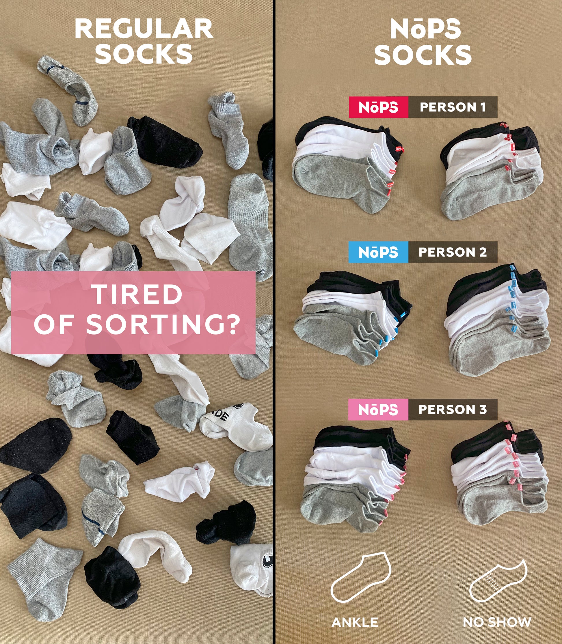 Ankle Socks - Multicolor with Red Tag, 10 Pairs