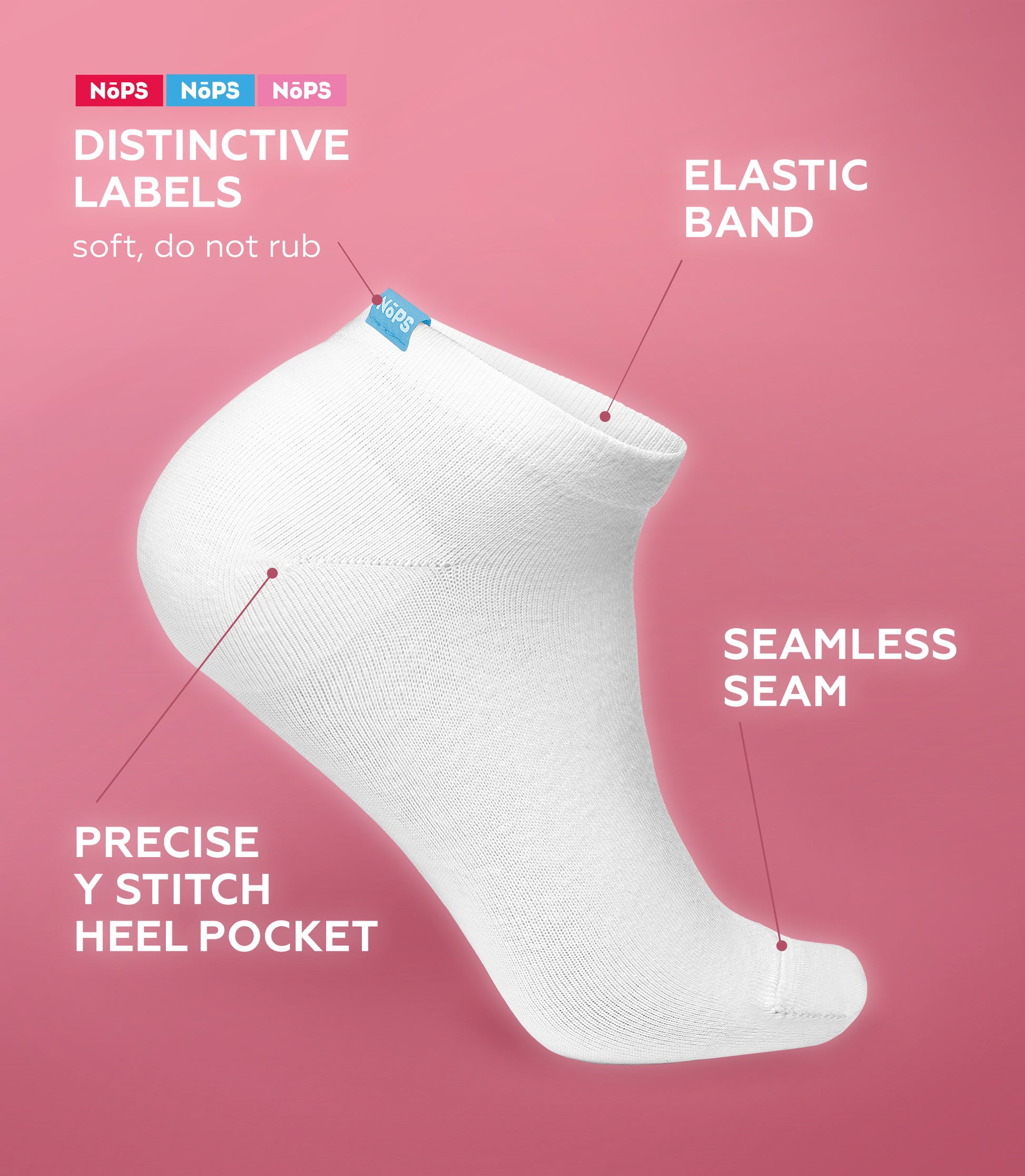 Ankle Socks - White with Blue Tag, 6 Pairs +1 Extra Sock