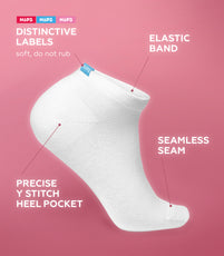 Ankle Socks - White with Blue Tag, 6 Pairs +1 Extra Sock