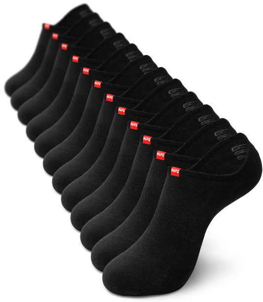 No Show Socks - Black with Red Tag, 6 pairs +1 Extra
