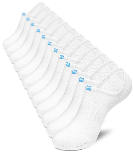 No Show Socks - White with Blue Tag, 6 pairs +1 Extra Sock