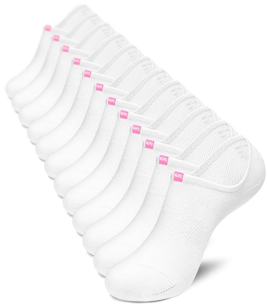 No Show Socks - White with Pink Tag, 6 pairs +1 Extra Sock