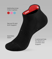 Athletic Socks (Low-Cut) - Black with Red Inner Tag