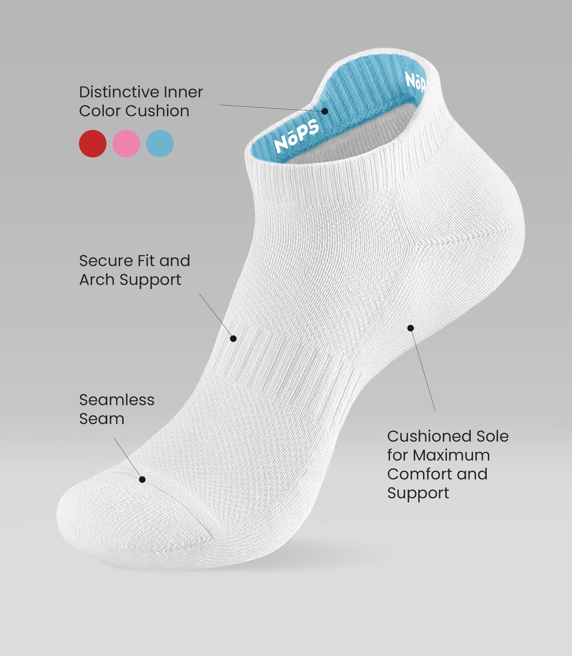 Athletic Socks (Low-Cut) White with Blue Inner Tag