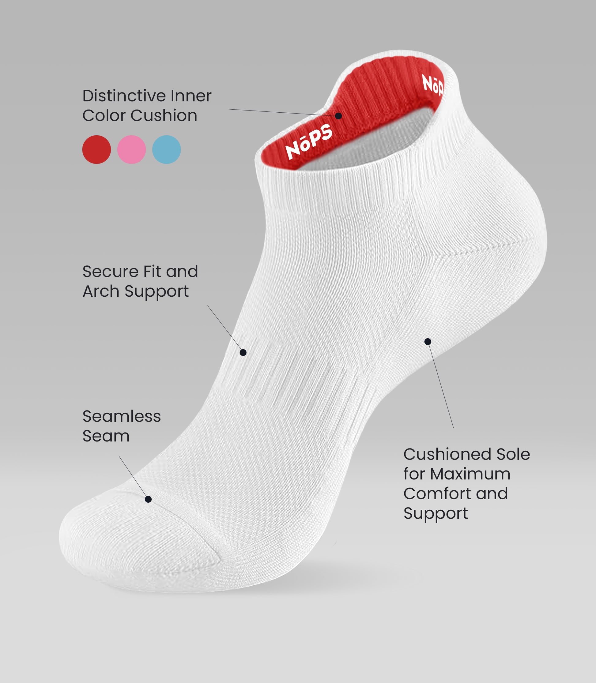 Athletic Socks (Low-Cut) White with Red Inner Tag